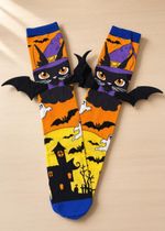 Par de Meias Gato Preto Halloween 3D