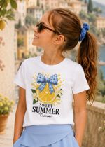 T-shirt Infantil Manga Curta Off White Sweet Summer Time