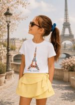 T-shirt Infantil Manga Curta Off White Torre Eiffel