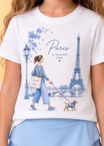 T-shirt Infantil Manga Curta Off White Paris