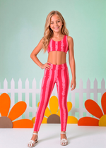 Top Infantil Listrado Rosa e Vermelho