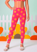 Legging Infantil Rosa Poá Laranja