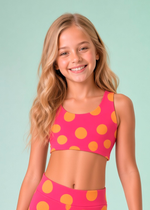 Top Infantil Rosa Poá Laranja