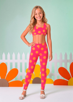 Top Infantil Rosa Poá Laranja