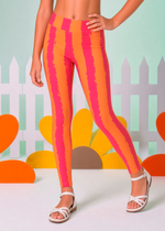 Legging Infantil Listrada Rosa e Laranja