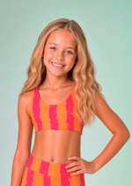 Top Infantil Listrado Rosa e Laranja