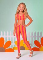 Legging Infantil Listrada Rosa e Laranja
