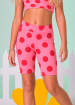 Bermuda Infantil Rosa Poá Vermelho