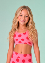 Top Infantil  Rosa Poá Vermelho