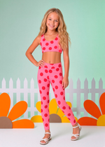 Top Infantil  Rosa Poá Vermelho