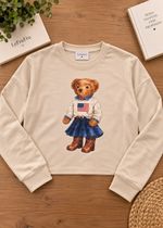 Moletinho Cropped Teddy Charm Bege