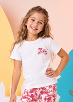 T-shirt Infantil Manga Curta Off White Jouy Toile Vermelho