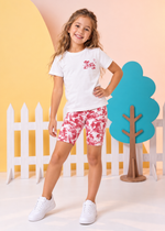 T-shirt Infantil Manga Curta Off White Jouy Toile Vermelho