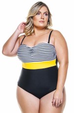 Maiô Plus Size Tomara Que Caia Com Bojo, Alça Removível, Amarelo