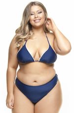 Sutiã Plus Size Cortininha Com Bojo, Marinho E Pérola