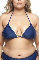 Sutiã Plus Size Cortininha Com Bojo, Marinho E Pérola