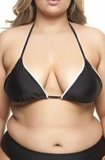 Sutiã Plus Size Cortininha Com Bojo, Preto E Pérola