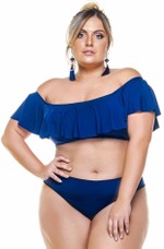 Calcinha Plus Size Reversível Azul Marinho Com Preto