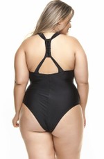 Maiô Plus Size Decote Em V E Alça Dupla Preto