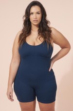 Macaquinho Plus Size Para Hidroginástica, Azul Marinho