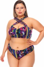 Sutiã Plus Size Corpete, Bojo, Alça Tripla Cruzada, Ultravioleta