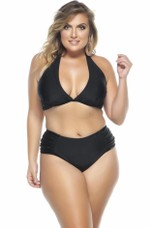 Calcinha Plus Size Franzida Nas Laterais Preta