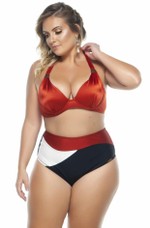 Calcinha Plus Size Alta Preto, Telha E Pérola