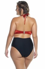 Calcinha Plus Size Alta Preto, Telha E Pérola