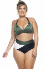 Calcinha Plus Size Alta Preto, Croco E Pérola