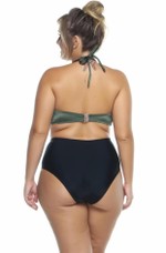 Calcinha Plus Size Alta Preto, Croco E Pérola