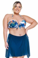 Calcinha Tradicional Plus Size Fiori Com Sainha Azul Marinho