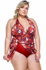 Maiô Plus Size Saída Com Bojo, Telha Com Oriental