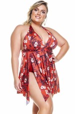 Maiô Plus Size Saída Com Bojo, Telha Com Oriental