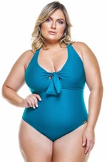 Maiô Plus Size Com Nó Entre Bustos Turmalina