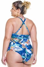 Maiô Plus Size Com Bojo, Costas Cruzadas, Fiori