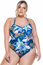 Maiô Plus Size Com Bojo, Costas Cruzadas, Fiori