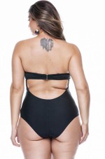 Maiô Plus Size Tomara Que Caia Com Bojo, Alças Removíveis Preto