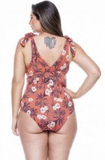 Maiô Plus Size Com Bojo Ideal Para Altas com Quadril mais Largo, Laço Nos Ombros Oriental