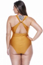 Maiô Plus Size Detalhe Com Nó No Busto Damasco