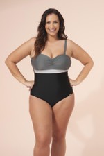 Maiô Plus Size Tomara Que Caia Com Bojo, Alça Removível, Gris