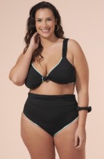 Calcinha Plus Size Reversível Em Duas Cores Preto E Verde Água