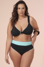 Calcinha Plus Size Reversível Em Duas Cores Preto E Verde Água