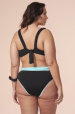 Calcinha Plus Size Reversível Em Duas Cores Preto E Verde Água