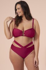 Sutiã Plus Size Bojo Removível, Alças Cruzadas, Metal Em U, Framboesa