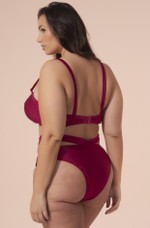 Sutiã Plus Size Bojo Removível, Alças Cruzadas, Metal Em U, Framboesa