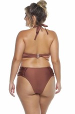 Calcinha Plus Size Drapeada Nas Laterais Na Cor Cobre