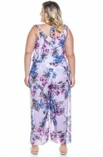 Macacão Plus Size Amarrado No Ombro, Devorê Rosé