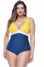 Maiô Plus Size Em Três Cores: Azul Marinho, Amarelo E Pérola