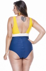 Maiô Plus Size Em Três Cores: Azul Marinho, Amarelo E Pérola