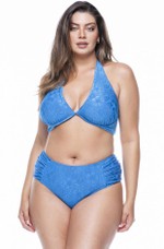 Sutiã Plus Size Amarrado, Arco, Azul Texturizado